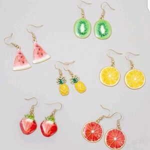🆕🍓🍉🍋FRUITY DROP EARRINGS - 6 PAIR BUNDLE🍋🍉🍓